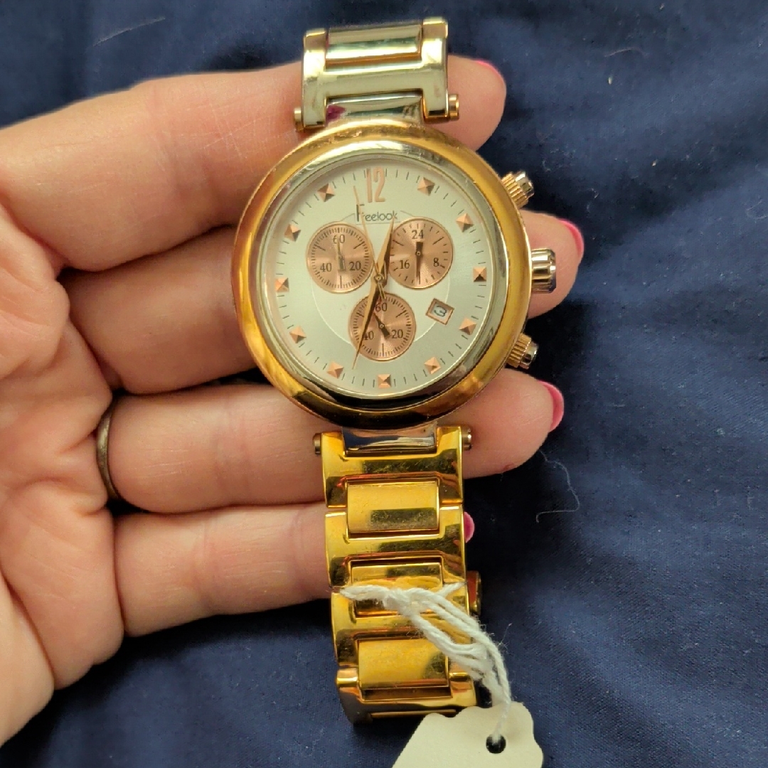 Gold And Silver Tone Stainless Steel Watch With Chronograph